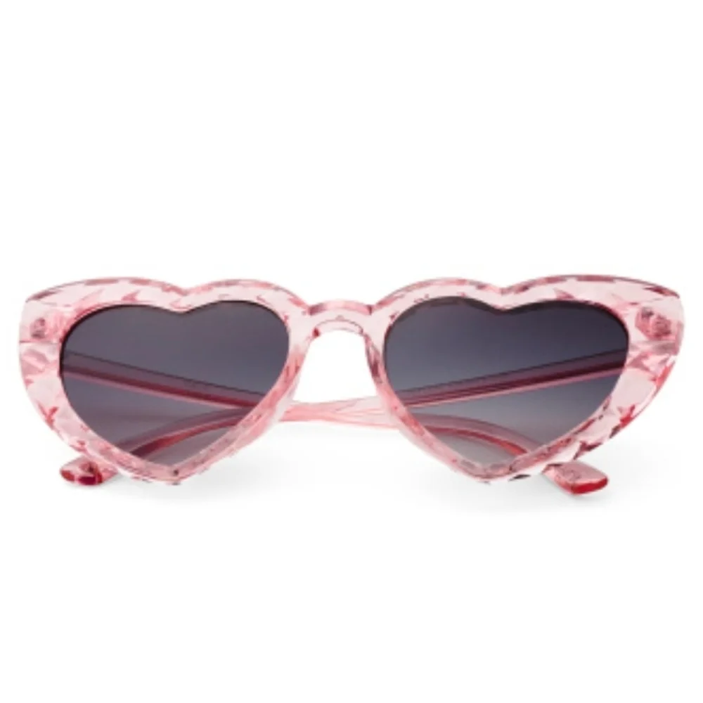 💕▪️Betsey Johnson ▪️Heart-Shaped Pink Marble Sunglasses - Retro Cute Shades